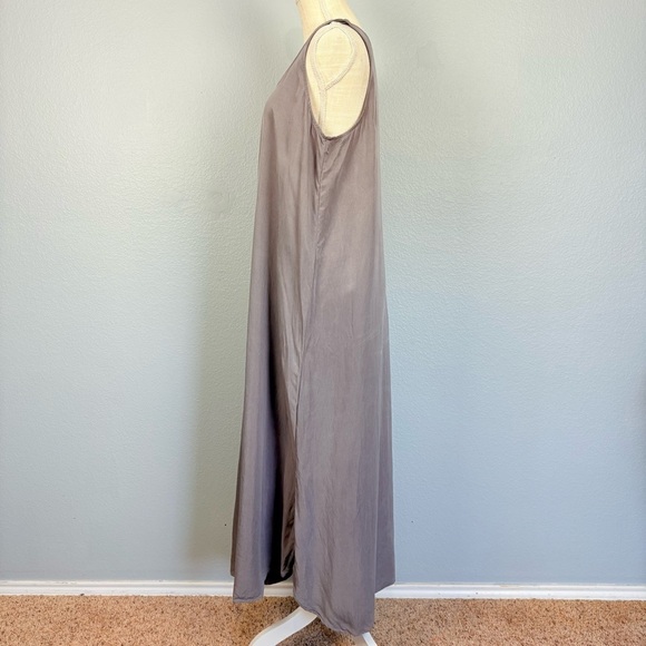 Haven Well Within Sleeveless Cupro Gray Maxi Dress Sz L Flowy Boho - Picture 3 of 7